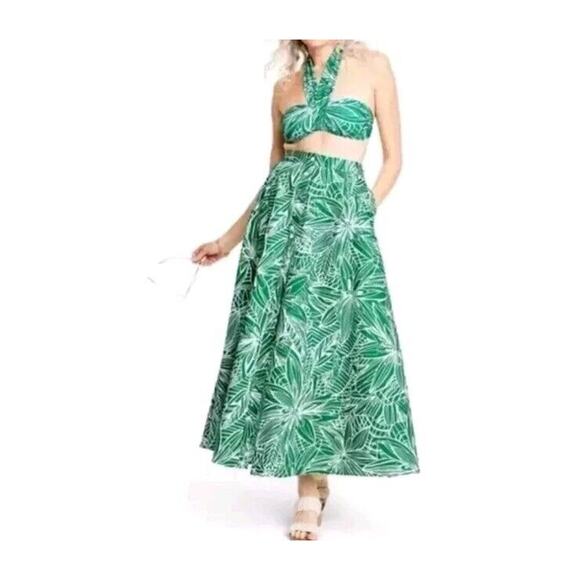 TABITHA BROWN x TARGET Tropical Floral Print Maxi Skirt Size 1X Green White NEW - Picture 3 of 13